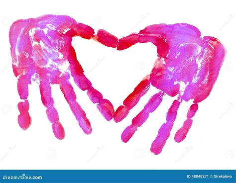 HandPrint In The Form Of Heart Stock Illustration - Image: 48848271