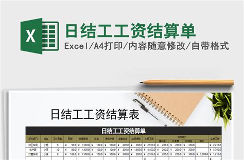 流水线工人日结工资表Excel模板_千库网(excelID：162930)