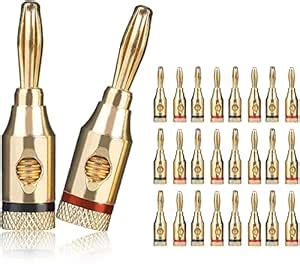 H-its Kabel - 24 Pack Speaker Banana Plugs - 24K Gold Plated Audio Jack ...