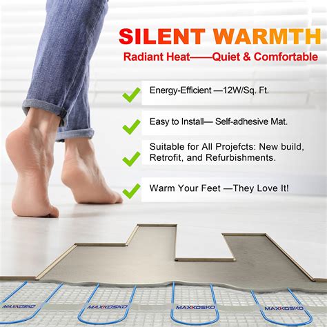 Snapklik.com : MAXKOSKO 70 Sqft Electric Floor Heat Mat Kit, 120 V ...