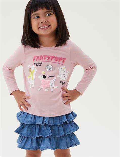Buy Pure Cotton Party Pups Top (2-7 Yrs) at Marks & Spencer