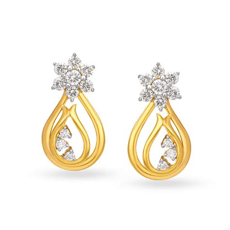 Teardrop Diamond Floral Stud Earrings