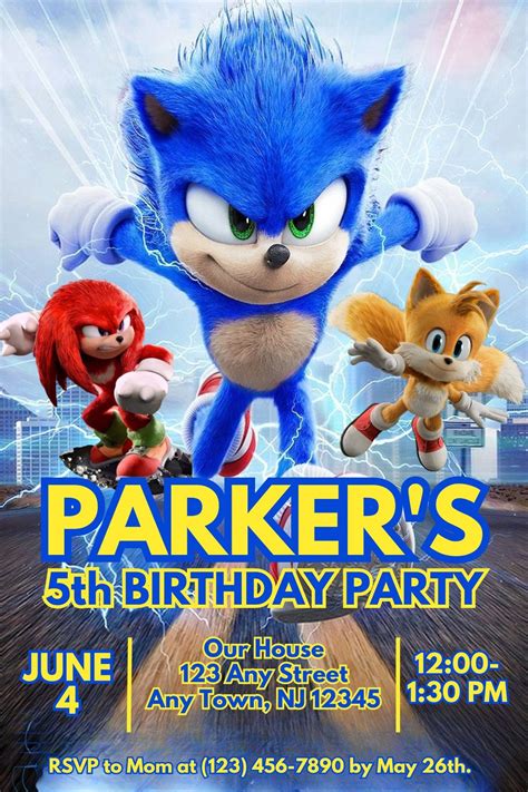 Sonic the Hedgehog Birthday Invitation: Movie Video Game Party - Etsy ...