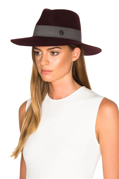 Maison Michel Henrietta Boyfriend Felt Hat in Rouge Noir | FWRD