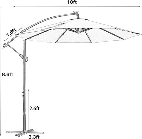 Buy Sunnyglade 10Ft Solar LED Outdoor Adjustable Offset Cantilever ...