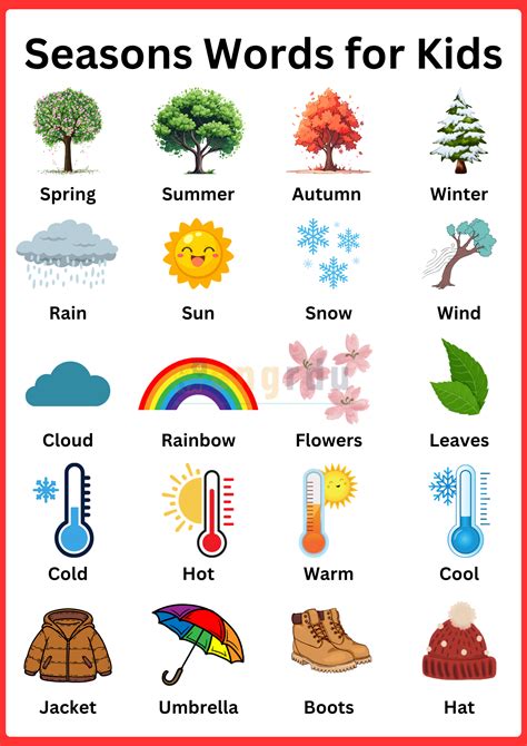 100 Beautiful Seasons Vocabulary Words in English with Pictures - Engrdu