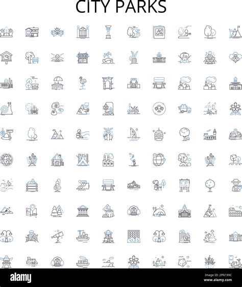 City parks outline icons collection. Urban, Parks, Outdoor, Public ...