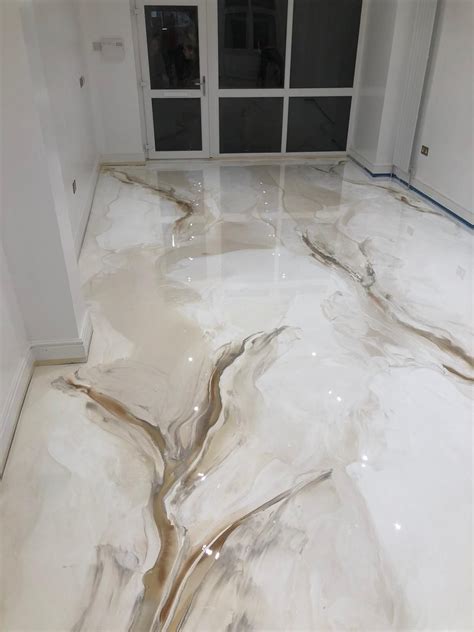 White Grey Marble Effect Epoxy Resin Flooring Modern Shopfront ...