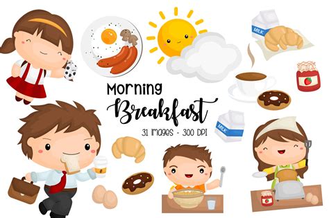 Morning Breakfast Clipart Graphic by Inkley Studio · Creative Fabrica