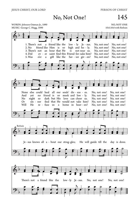 No, Not One - Hymn Lyrics and Info