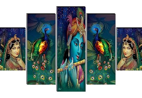 SAF paintings Set of 5 Radha krishna UV textured modern art Religious ...