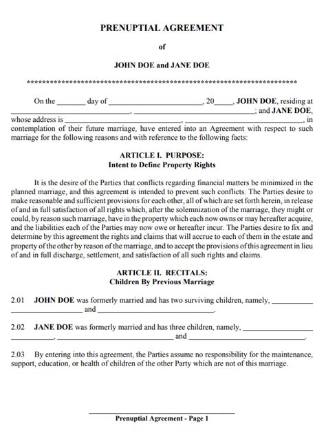 Prenuptial Agreement Template | Free Agreement Templates