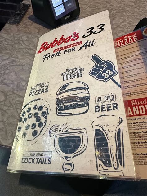 Bubba's 33 Menu - Updated October 2025