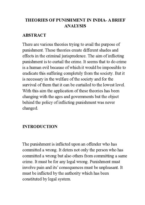 Theories of Punishment - THEORIES OF PUNISHMENT IN INDIA- A BRIEF ...