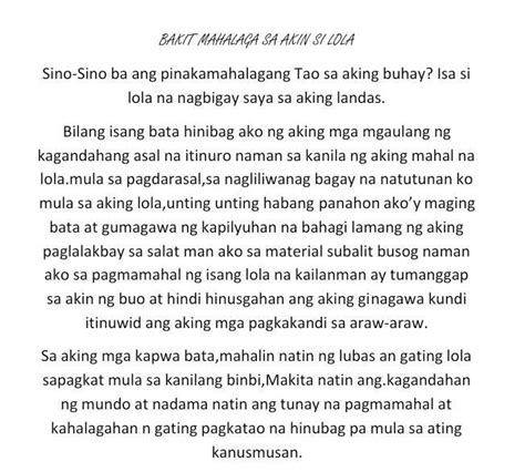 Bakit mahalaga si lola - Brainly.in