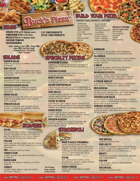 Buck's Pizza Menu, Menu for Buck's Pizza, Antigo, Antigo - Urbanspoon ...