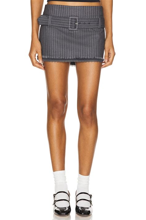 GUIZIO Andra Pinstripe Mini Skirt in Charcoal & White | REVOLVE