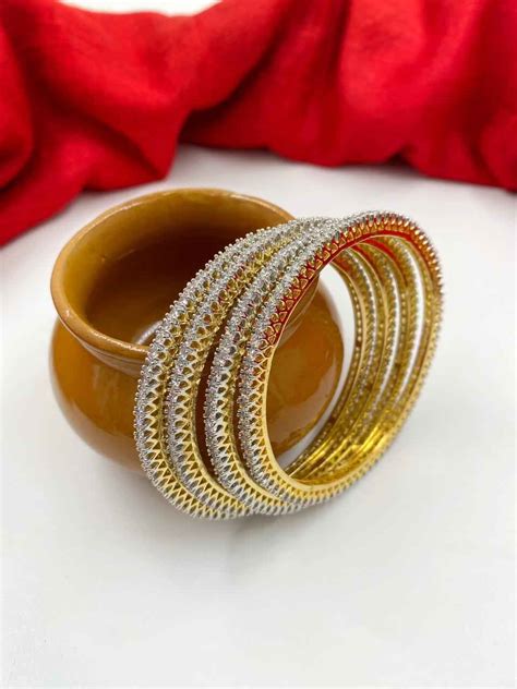 American Diamond Bangles Set For Ladies | 4 pc set – Gehna Shop