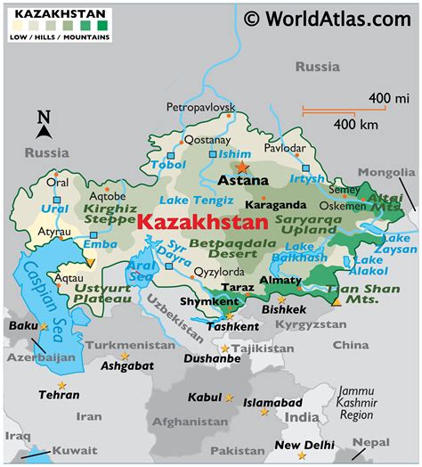 Kazakhstan on a world map