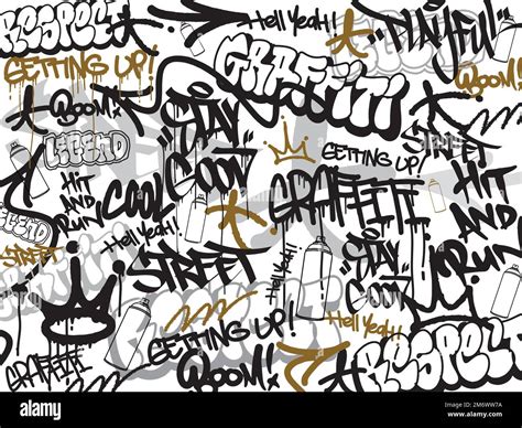 Graffiti background with throw-up and tagging hand-drawn style. Street ...