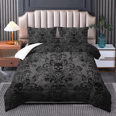 Amazon.com: Tuzaovy Skull Bedding Set Queen Size,Goth Bedding Sets ...