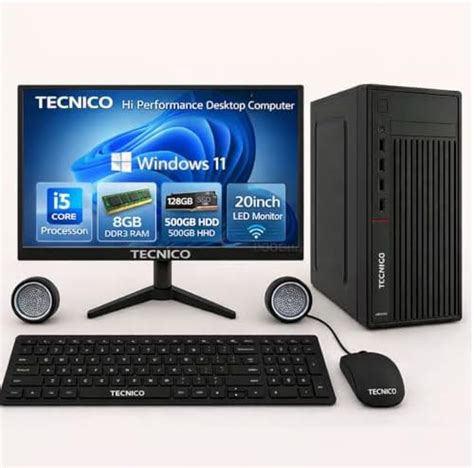 TECNICO Full Set Desktop Computer with Monitor, Keyboard & Mouse