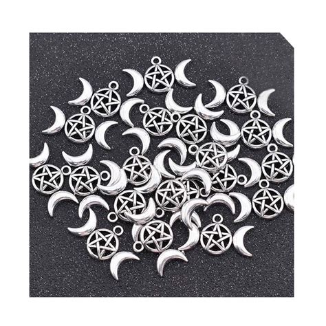 Ximimark 20Pcs Pentacle Pentagram Crescent Moon Pendant Necklace Triple ...