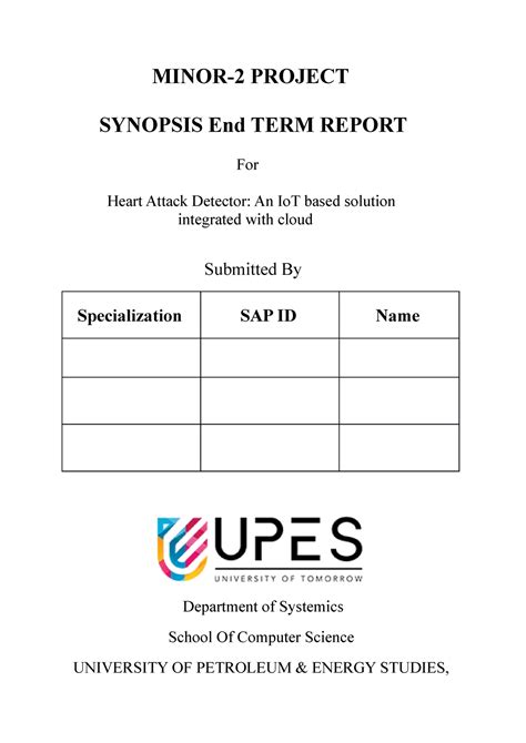 Project Report Sample - MINOR-2 PROJECT SYNOPSIS End TERM REPORT For ...
