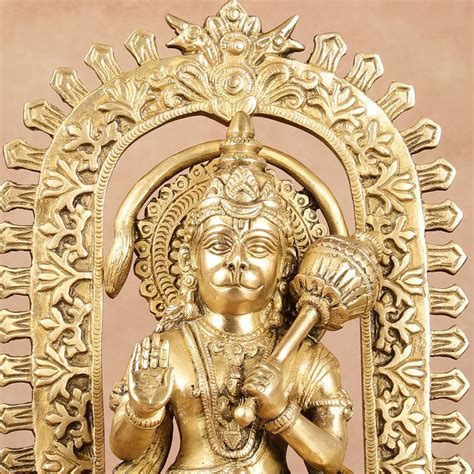 Lord Hanuman Brass Idol with Temple Frame - 11 – Budhshiv.com