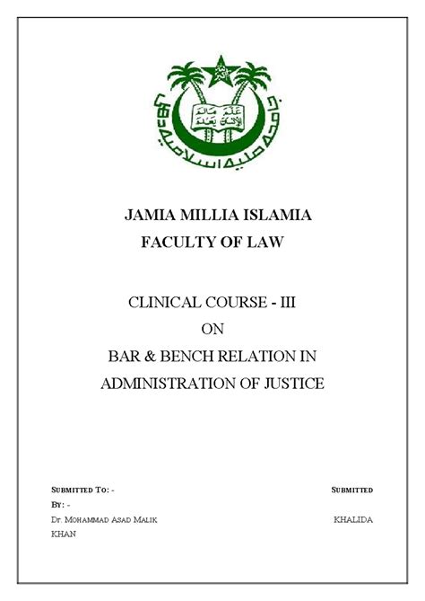 CLC III Assignment - JAMIA MILLIA ISLAMIA FACULTY OF LAW CLINICAL ...