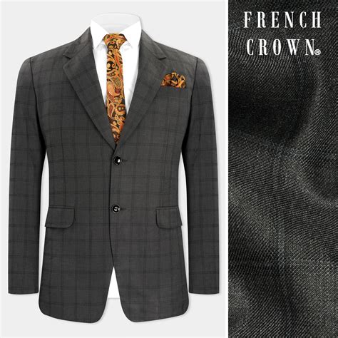 Chicago Gray Checks-Plaid Premium Wool-Blend Single Breasted Blazers ...