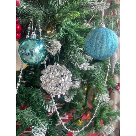 16 pcs, Blue, White & Silver Colour Hanging Christmas Tree Ornaments ...