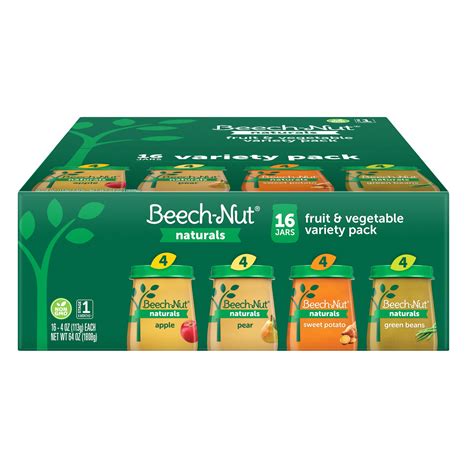 Beech-Nut Naturals Stage 1 Baby Food Variety Pack, Fruit & Vegetable, 4 ...