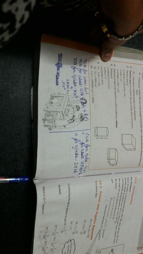 GIVE ME the formulae to find CSA, TSA $ volume of Cube, Cuboid ...