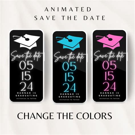 Graduation Save the Date Template, Save the Date Message, Animated Save ...