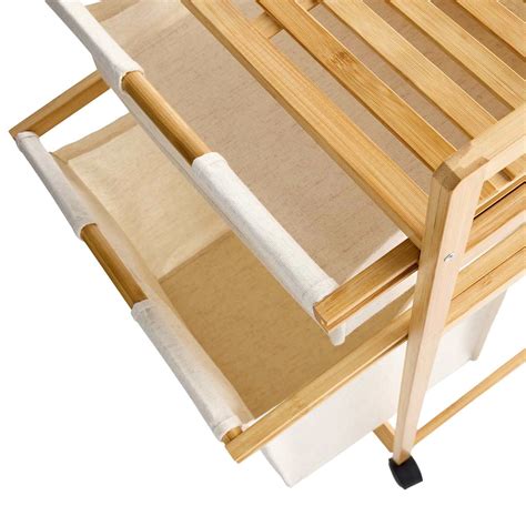 Real Simple 2-Tier Rolling Bamboo Laundry Sorter | At Home