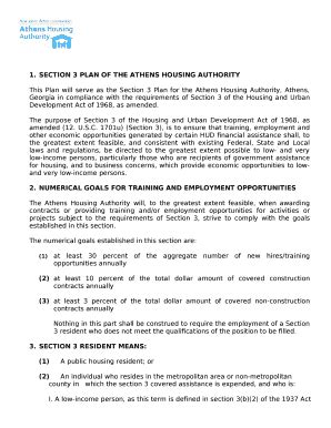 SECTION 3 PLAN OF THE ATHENS HOUSING AUTHORITY Doc Template | pdfFiller