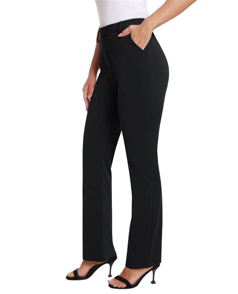 Siliteelon Women's Wide Size Straight Leg Dress Pants, Stretchy Work ...