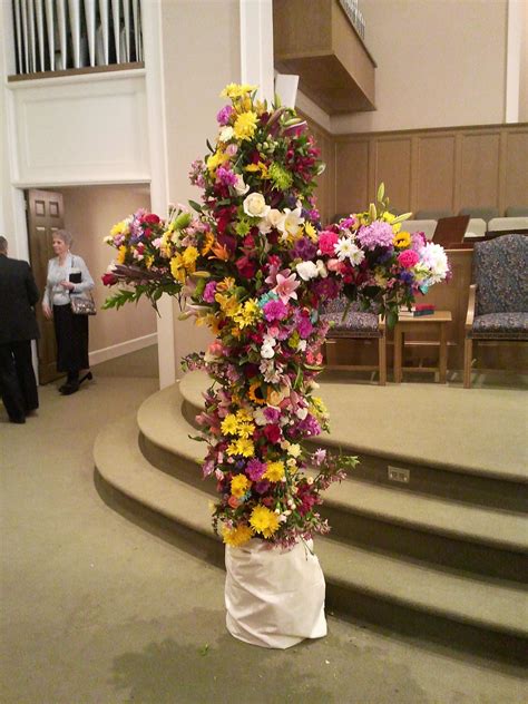 Cross covered in flowers after the Easter service at my home church ...