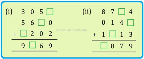 Image result for Missing Number 4 Digit Addition