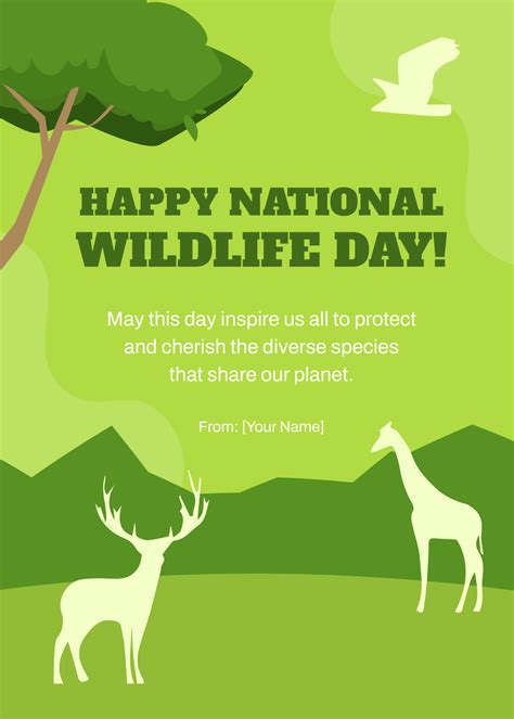 Free National Wildlife Day Greeting Card Template to Edit Online