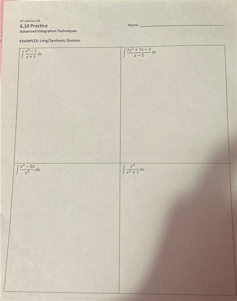 Image result for AP Calculus AB Integration Practice