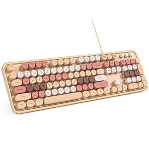 Amazon.in: Buy MOWUX Computer Keyboard Wired, Plug Play USB Retro Round ...