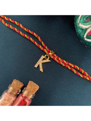 Buy Digital Dress Room Gold K Letter Ad Red Thread Rakhi Online