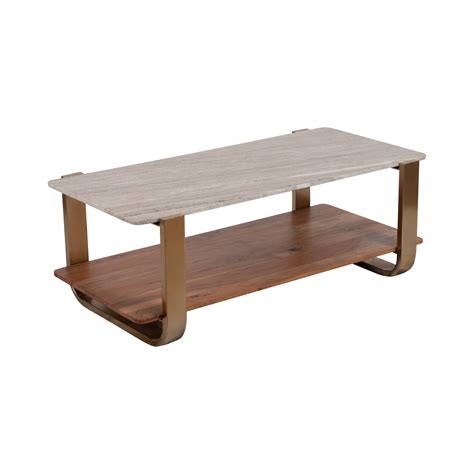 Sagebrook Home Marble Top Gold Kd Rectangle Gold Iron Solid Glamorous Nudes. - Walmart.com