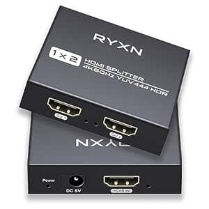 HDMI 2.0 Splitter 1 in 2 Out 4K 60Hz, Support HDCP Bypass, Dolby Atmos ...
