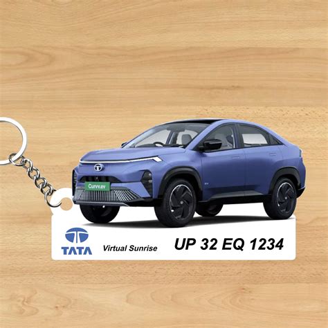Curvv.ev - Personalized Tata (Electric) Keychain - Wood, Acrylic, Meta ...