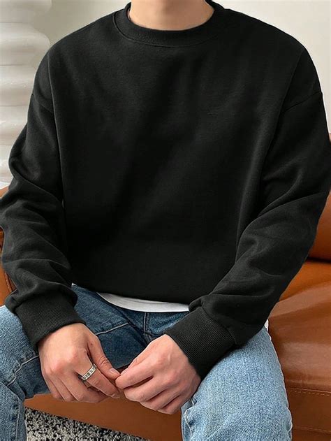 Manfinity Men'S Solid Color Round Neck Sweatshirt | Estilos de ropa ...
