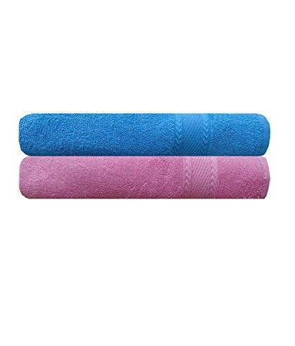 Akin Royal Sky Blue & Baby Pink Cotton Bath Towel - Set of 2 : Amazon ...