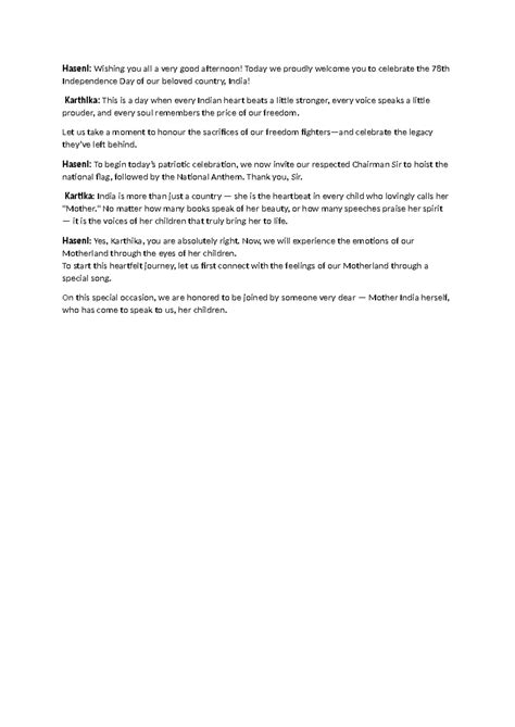 Indep Script: Celebrating India's 78th Independence Day - Studocu